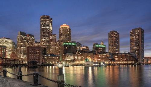 Boston skyline at night