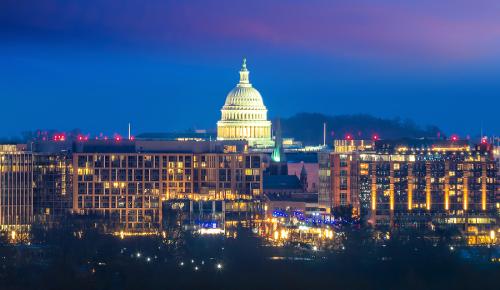 Washington DC skyline at twilight