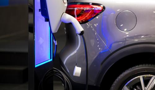 Electric vehicle at charging station