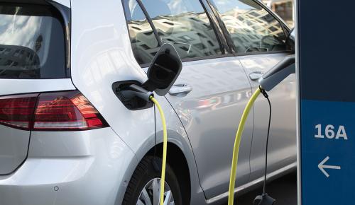 Electric vehicle at charging station