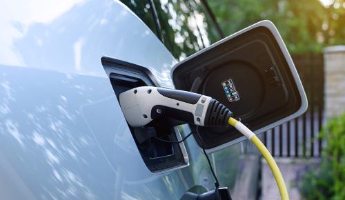 Electric vehicle at charging station