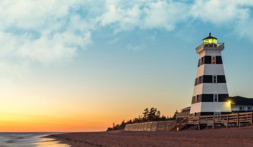 West Point Lighthouse at Sunset on Prince Edward Island