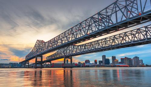 New orleans bridge sunset