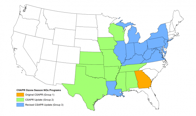 Map of CSAPR Rule Affected Locations